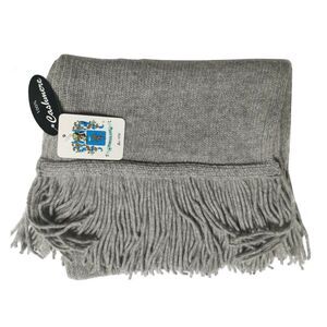 Portolano Womens Cashmere Fringed Scarf Heather Grey - NWT $225